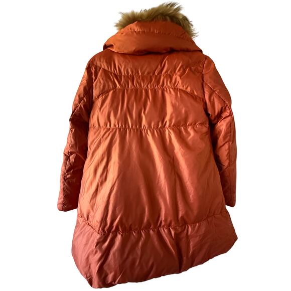 Surlansive Burnt Orange Down Puffer Coat w/ Fur Trim Hood Size 36 Small - Picture 2 of 16